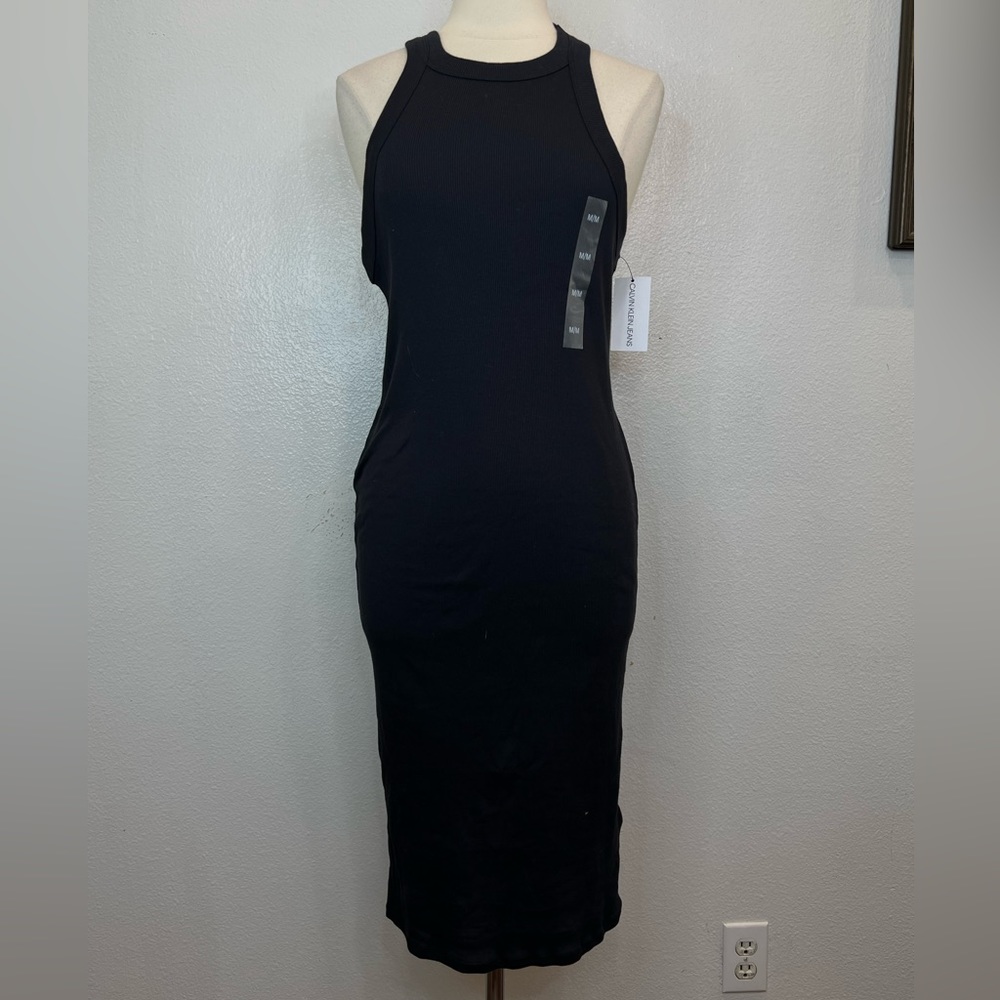 NWT Calvin Klein Jeans Sleeveless Mock-Neck Sweater Dress Black M